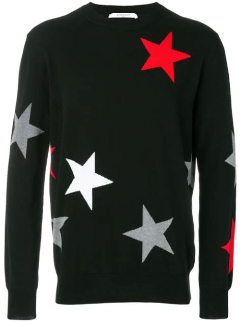 Givenchy Star Cutout & Intarsia Wool Crewneck Sweater